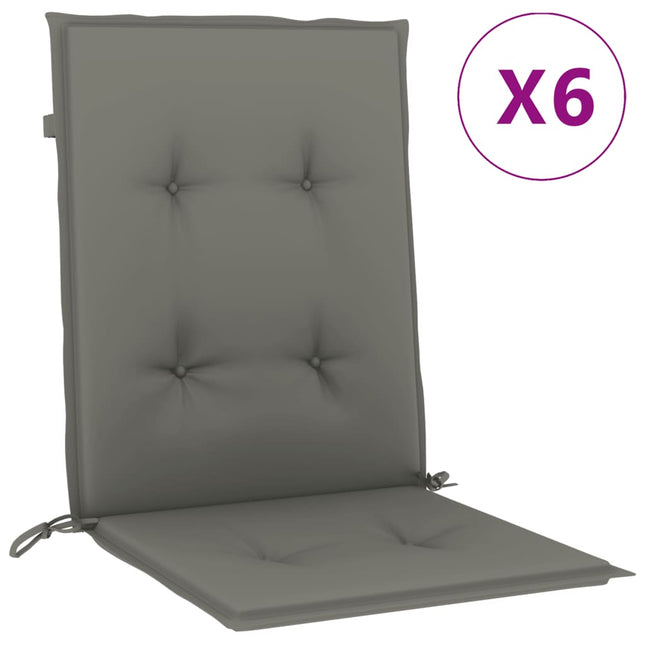 Cuscini Sedia Schiena Bassa 6 pz Grigio MÃ©lange 100x50x4 cm