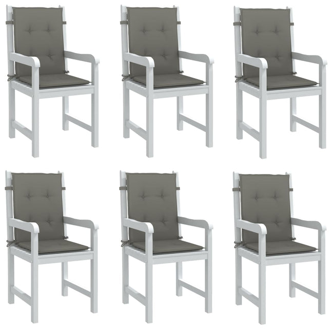 Cuscini Sedia Schiena Bassa 6 pz Grigio MÃ©lange 100x50x4 cm