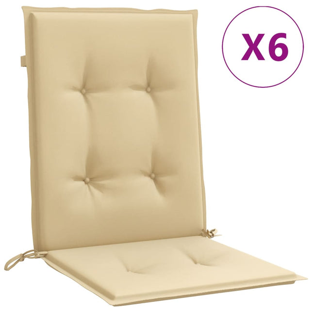 Cuscini Sedia Schiena Bassa 6 pz Beige MÃ©lange 100x50x4 Tessuto