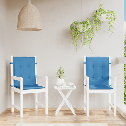 Cuscini Sedia Schiena Bassa 2 pz Blu MÃƒÂ©lange 100x50x4 Tessuto