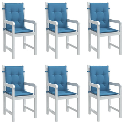 Cuscini Sedia Schiena Bassa 6 pz Blu MÃ©lange 100x50x4 Tessuto