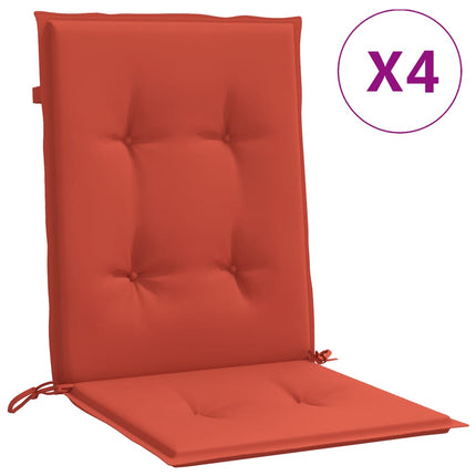 Cuscini Sedia Schiena Bassa 4 pz Rosso MÃƒÂ©lange 100x50x4 Tessuto