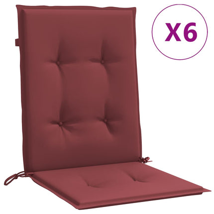Cuscini Sedia Schiena Bassa 6 pz Rosso Vino MÃƒÂ©lange Tessuto