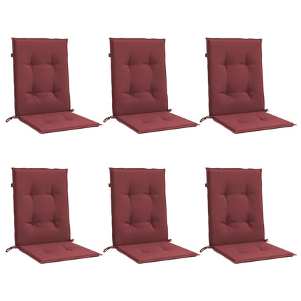 Cuscini Sedia Schiena Bassa 6 pz Rosso Vino MÃƒÂ©lange Tessuto