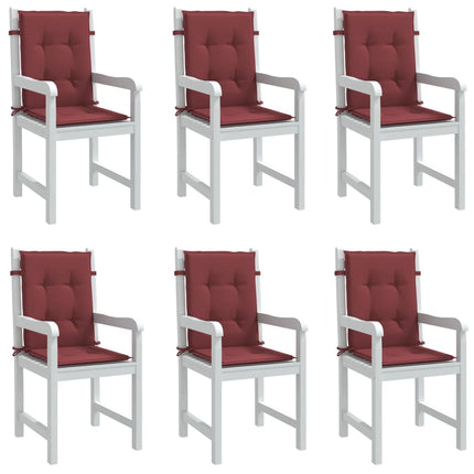 Cuscini Sedia Schiena Bassa 6 pz Rosso Vino MÃƒÂ©lange Tessuto