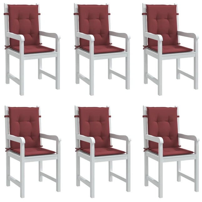 Cuscini Sedia Schiena Bassa 6 pz Rosso Vino MÃƒÂ©lange Tessuto