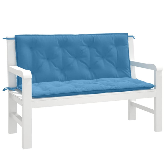 Cuscini Panca Giardino 2pz Blu MÃ©lange 120x50x7 cm in Tessuto