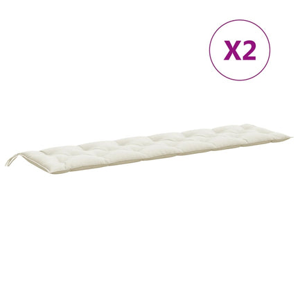 Cuscini Panca Giardino 2pz Crema MÃ©lange 200x50x7 cm Tessuto