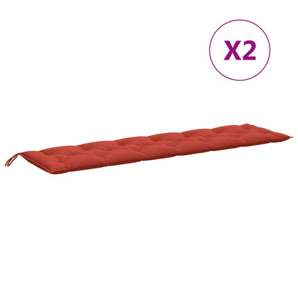 Cuscini Panca Giardino 2pz Rosso MÃ©lange 200x50x7 cm Tessuto