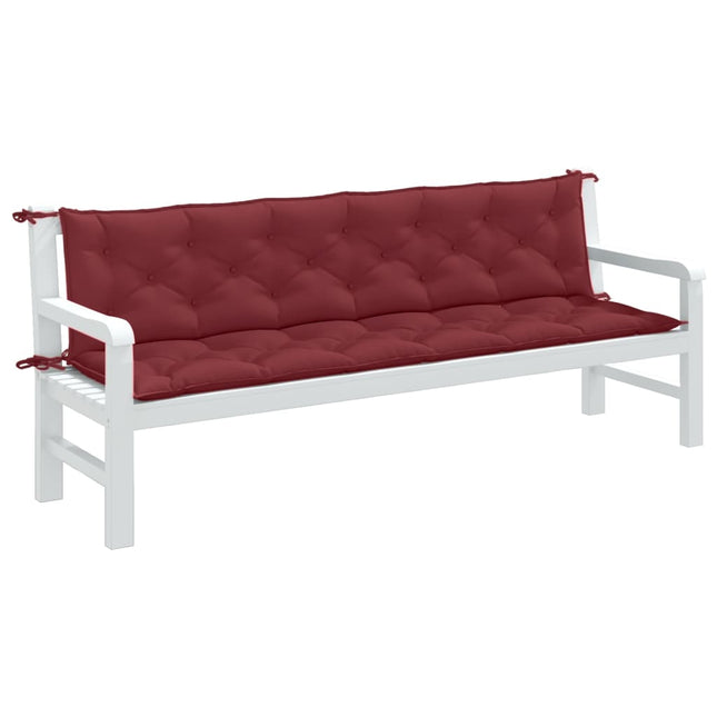 Cuscini Panca Giardino 2pz Rosso Vino MÃ©lange 200x50x7 cm