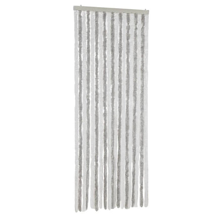 Tenda Antimosche Grigio Chiaro e Bianco 56x185 cm in Ciniglia