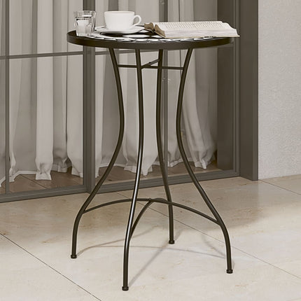 Tavolino da Bistrot con Mosaico Nero e Bianco Ã˜50x70cm Ceramica