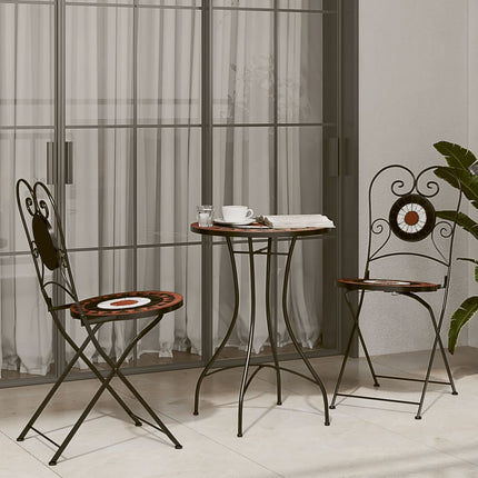 Sedie da BistrÃƒÂ² Pieghevoli 2 pz Terracotta e Bianco in Ceramica