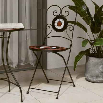 Sedie da BistrÃƒÂ² Pieghevoli 2 pz Terracotta e Bianco in Ceramica