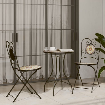 Sedie da BistrÃƒÂ² Pieghevoli 2 pz Terracotta e Bianco in Ceramica