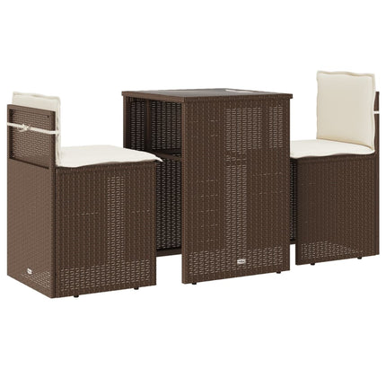 Set BistrÃƒÂ² 3 pz con Cuscini Marrone in Polyrattan