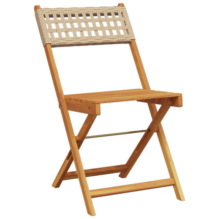 Sedie da BistrÃ² 2 pz Beige Legno Massello Acacia e Polyrattan