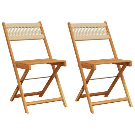 Sedie BistrÃƒÆ’Ã‚Â² 2pz Beige in Legno Massello di Acacia e Corda