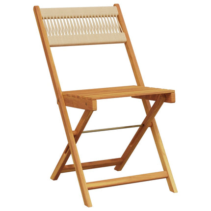 Sedie BistrÃƒÆ’Ã‚Â² 2pz Beige in Legno Massello di Acacia e Corda