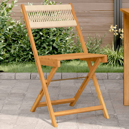 Sedie BistrÃƒÆ’Ã‚Â² 2pz Beige in Legno Massello di Acacia e Corda