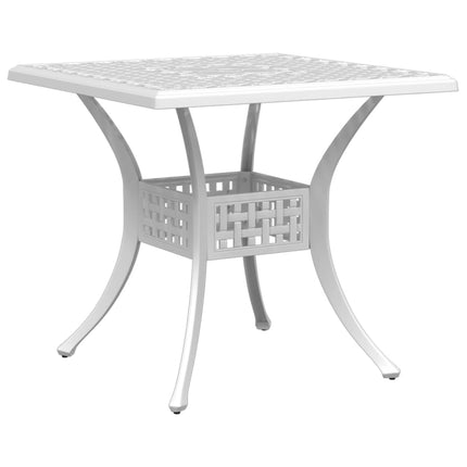 Tavolo da Giardino Bianco 80x80x75 cm in Alluminio Pressofuso
