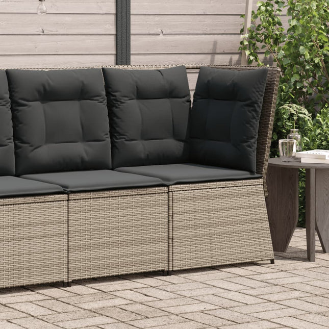 Divano Angolare da Giardino con Cuscini Grigio in Polyrattan