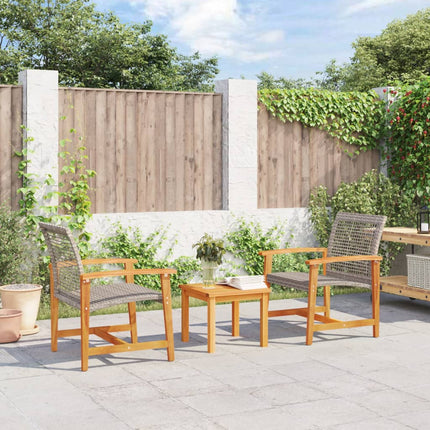 Set da Bistrot 3 pz Grigio in Polyrattan e Legno di Acacia