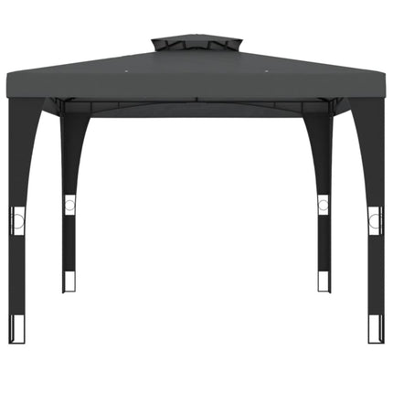Gazebo con Tetto Doppio Antracite 2,98x2,98 m in Acciaio