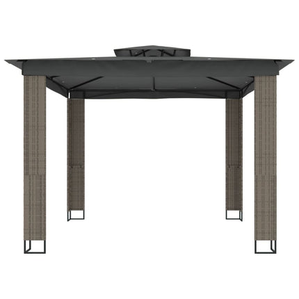 Gazebo con Tetto Doppio Antracite 2,94x2,94 m in Acciaio