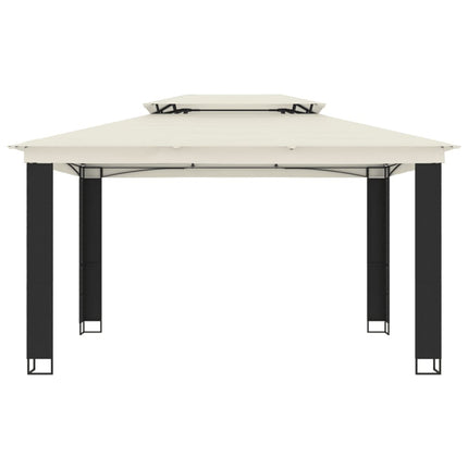 Gazebo con Tetto Doppio Crema 3,94x2,96 m in Acciaio