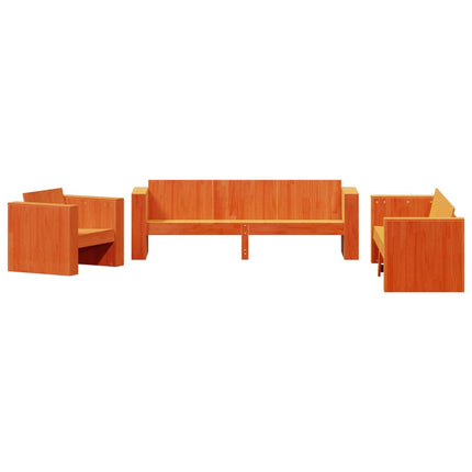 Set Salotto da Giardino 2 pz Marrone Cera Legno Massello Pino