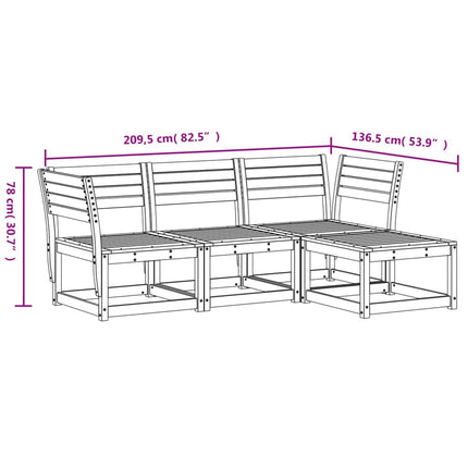 Set Salotto da Giardino 4 pz in Legno Massello di Pino