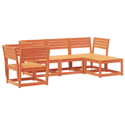 Set Salotto da Giardino 5 pz Marrone Cera Legno Massello Pino