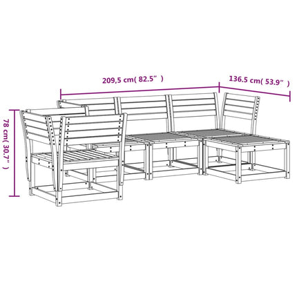 Set Salotto da Giardino 5 pz Marrone Cera Legno Massello Pino