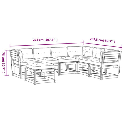 Set Divani da Giardino 7pz con Cuscini Legno Impregnato di Pino