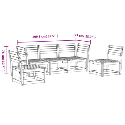 Set Divani da Giardino 5 pz in Legno Impregnato di Pino