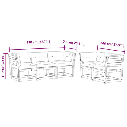 Set Divani Giardino 5 pz con Cuscini Legno Massello di Douglas