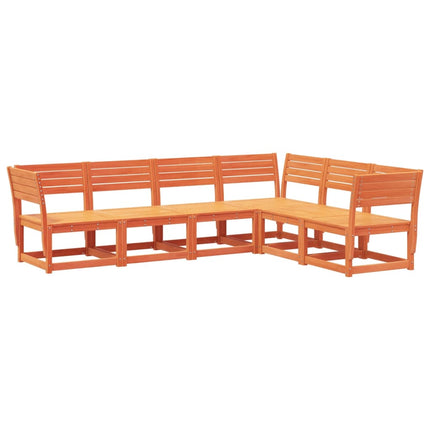 Set Divani da Giardino 6 pz Marrone Cera Legno Massello Pino