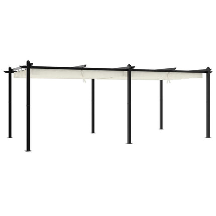 Gazebo da Giardino con Tetto Retrattile Crema 3x6m in Alluminio