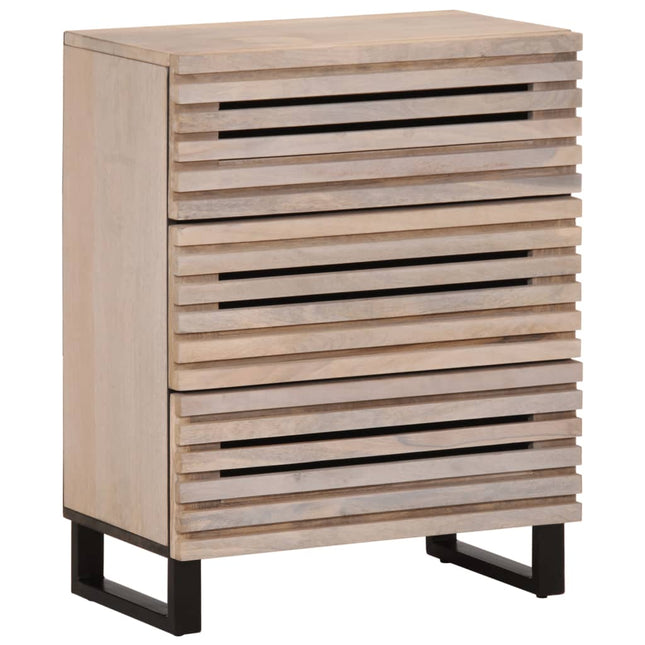 Credenza Bianca 60x34x75 cm in Legno Massello di Mango