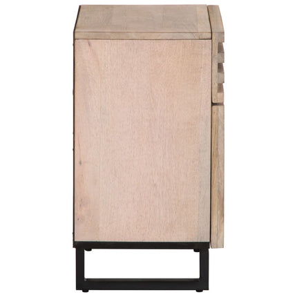 Comodino Bianco 50x34x60 cm in Legno Massello di Mango