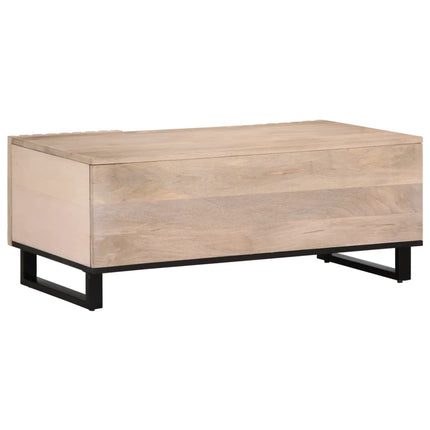 Tavolino da Salotto Bianco 100x55x40 cm Legno Massello di Mango