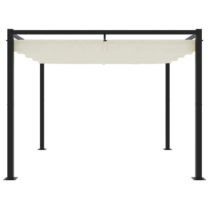 Gazebo da Giardino con Tetto Retrattile Crema 3x3m in Acciaio