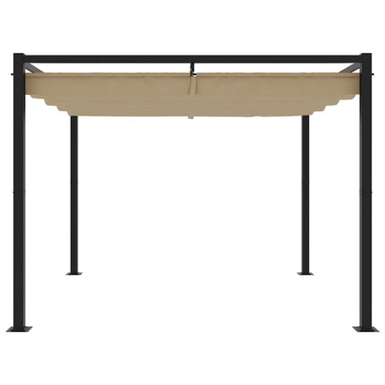 Gazebo da Giardino con Tetto Retrattile Tortora 3x3 m Acciaio