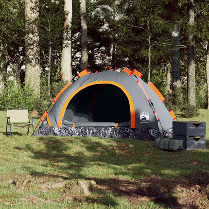 Tenda Campeggio 4 Persone Grigio e Arancione a Rilascio Rapido