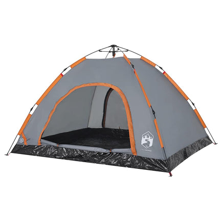Tenda Campeggio 4 Persone Grigio e Arancione a Rilascio Rapido
