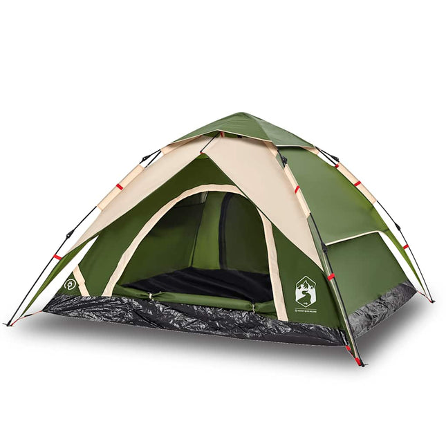 Tenda a Cupola da Campeggio 5 Persone Verde a Rilascio Rapido
