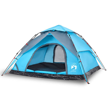 Tenda a Cupola da Campeggio 5 Persone Blu a Rilascio Rapido