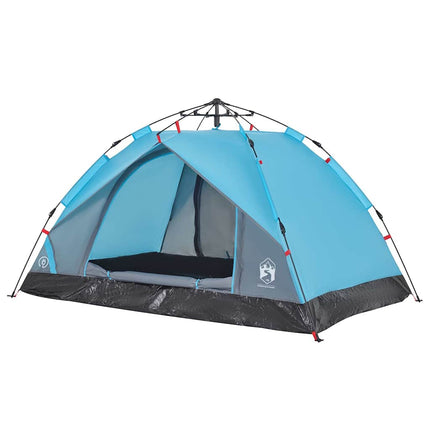 Tenda a Cupola da Campeggio 3 Persone Blu a Rilascio Rapido