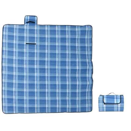 Tovaglia da Picnic Pieghevole A Quadri Blu 200x200 cm Velluto